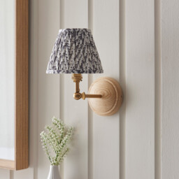 Wood Wing Ash Wood Wall Light with Pearl Grey Fabric Leaf Shade 16cm B22 - thumbnail 3