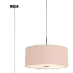 Baymont Satin Nickel 5 Light E27 Single Pendant With 60cm x 22cm Dual Faux Silk Shade, Antique Gold/Ruby
