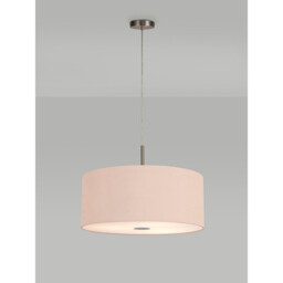 Baymont Satin Nickel 5 Light E27 Single Pendant With 60cm x 22cm Dual Faux Silk Shade, Antique Gold/Ruby - thumbnail 2