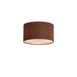 Baymont White 3 Light E27 Flush With 30cm x 17cm Dual Faux Silk Shade Raw Cocoa/Grecian Bronze