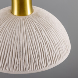 Kauri Dome Pendant, Matte White Striped, Satin Brass - thumbnail 5