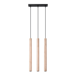 Pastelo Modern Bar Pendant Ceiling Light Wood 3x G9