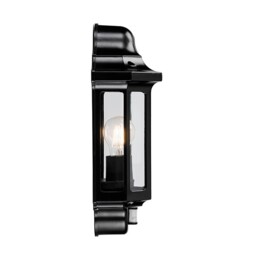Traditional PIR Outdoor Wall Lantern Satin Black Paint, Clear Polycarbonate IP44, E27 - thumbnail 3