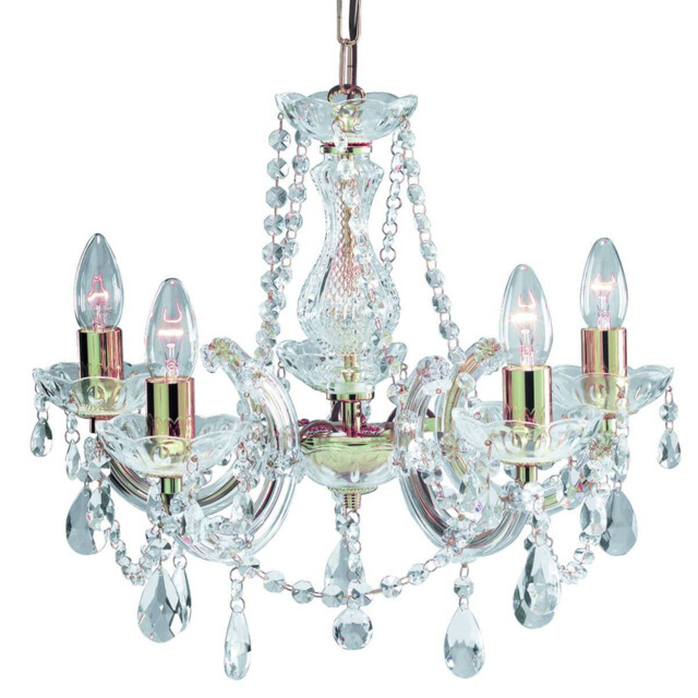 Marie Therese 5 Light Crystal Chandelier Polished Brass Finish, E14 - image 1