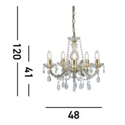 Marie Therese 5 Light Crystal Chandelier Polished Brass Finish, E14 - thumbnail 5