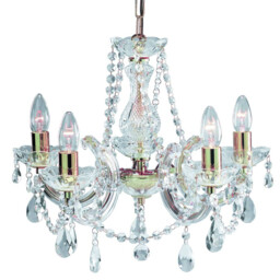 Marie Therese 5 Light Crystal Chandelier Polished Brass Finish, E14 - thumbnail 1