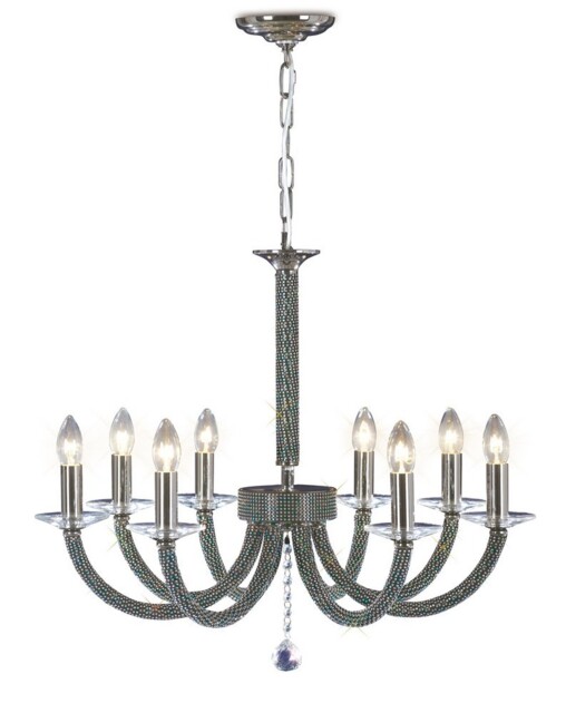 Elena Ceiling Pendant Chandelier 8 Light Black Chrome, Crystal - image 1
