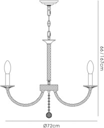 Elena Ceiling Pendant Chandelier 8 Light Black Chrome, Crystal - thumbnail 3