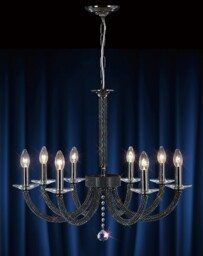 Elena Ceiling Pendant Chandelier 8 Light Black Chrome, Crystal - thumbnail 2