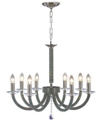 Elena Ceiling Pendant Chandelier 8 Light Black Chrome, Crystal