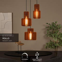 Rollo Pendant light - 3xE27 - Terracotta - thumbnail 2