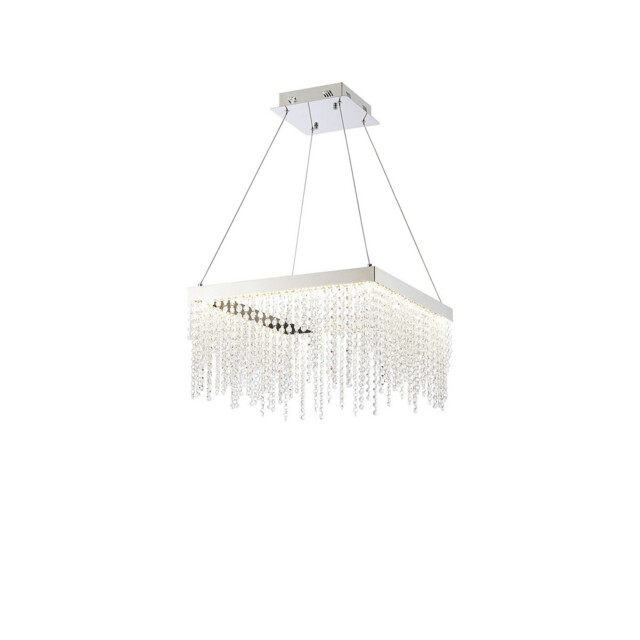 Bano Square Dimmable Pendant 29W LED, 4000K, 3400lm, Polished Chrome / Crystal Chain, 3yrs Warranty - image 1