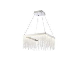Bano Square Dimmable Pendant 29W LED, 4000K, 3400lm, Polished Chrome / Crystal Chain, 3yrs Warranty - thumbnail 1