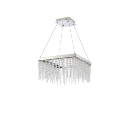 Bano Square Dimmable Pendant 29W LED, 4000K, 3400lm, Polished Chrome / Crystal Chain, 3yrs Warranty - thumbnail 3