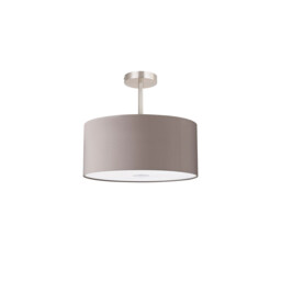 Baymont Satin Nickel 5 Light E27 Semi Flush With 40cm Faux Silk Shade, Grey/White Laminate - thumbnail 5