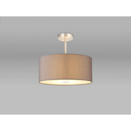 Baymont Satin Nickel 5 Light E27 Semi Flush With 40cm Faux Silk Shade, Grey/White Laminate - thumbnail 2