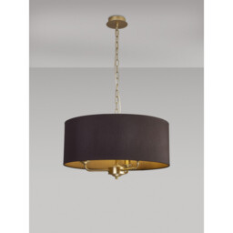 Banyan 3 Light Multi Arm Pendant With 50cm x 20cm Dual Faux Silk Fabric Shade Champagne Gold/Midnight Black - thumbnail 2