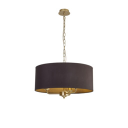 Banyan 3 Light Multi Arm Pendant With 50cm x 20cm Dual Faux Silk Fabric Shade Champagne Gold/Midnight Black