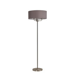 Banyan 3 Light Switched Floor Lamp With 50cm x 20cm Faux Silk Shade, Grey/White Laminate Satin Nickel - thumbnail 5