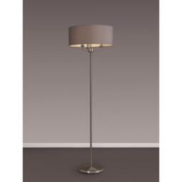 Banyan 3 Light Switched Floor Lamp With 50cm x 20cm Faux Silk Shade, Grey/White Laminate Satin Nickel - thumbnail 2