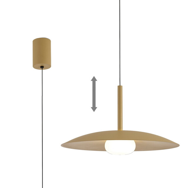 Lidia 40cm Rise And Fall Pendant, 12W LED, 3000K, 1500lm, Matt Gold, 3yrs Warranty - image 1