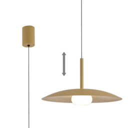 Lidia 40cm Rise And Fall Pendant, 12W LED, 3000K, 1500lm, Matt Gold, 3yrs Warranty - thumbnail 1