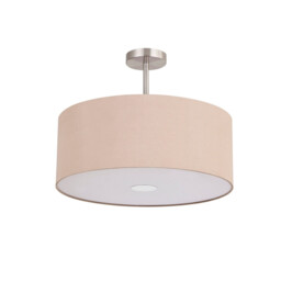 Baymont Satin Nickel 3 Light E27 Semi Flush With 50cm x 20cm Dual Faux Silk Shade, Antique Gold/Ruby - thumbnail 5
