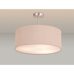 Baymont Satin Nickel 3 Light E27 Semi Flush With 50cm x 20cm Dual Faux Silk Shade, Antique Gold/Ruby - thumbnail 2