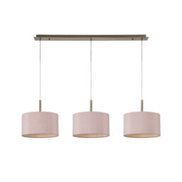 Baymont Antique Brass 3 Light E27 Linear Pendant With 30cm x 17cm Dual Faux Silk Shade, Taupe/Halo Gold - thumbnail 5