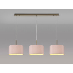 Baymont Antique Brass 3 Light E27 Linear Pendant With 30cm x 17cm Dual Faux Silk Shade, Taupe/Halo Gold - thumbnail 2