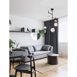 Licato 5 Light Globe Ceiling Light Opal Glass Sandy Black Aluminium LED G9 - thumbnail 2