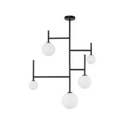 Licato 5 Light Globe Ceiling Light Opal Glass Sandy Black Aluminium LED G9