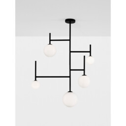 Licato 5 Light Globe Ceiling Light Opal Glass Sandy Black Aluminium LED G9 - thumbnail 5