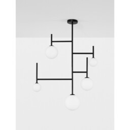 Licato 5 Light Globe Ceiling Light Opal Glass Sandy Black Aluminium LED G9 - thumbnail 3