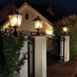 Turin Grande 1 Light Outdoor Pedestal Lantern Black IP54, E27 - thumbnail 2