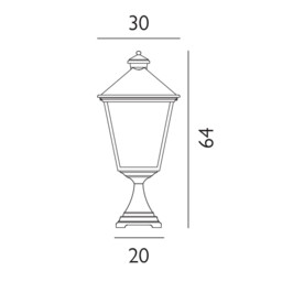 Turin Grande 1 Light Outdoor Pedestal Lantern Black IP54, E27 - thumbnail 3