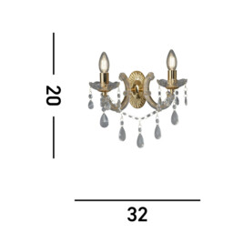 Marie Therese Indoor Candle Wall 2 Light Polished Brass, E14 - thumbnail 3