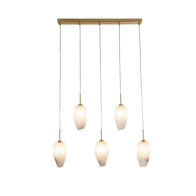 Rocky 5 Light Bar Celling Pendant, Satin Brass Metal & Glass - image 1