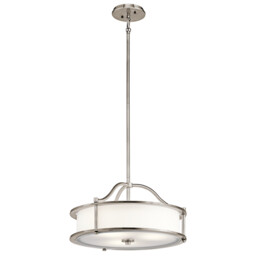 Emory 3 Light Semi Flush Round Ceiling Pendant Light Pewter, E27 - thumbnail 1