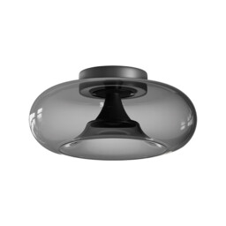 Aerisca 35cm Bowl Semi Flush Ceiling Light Black Matt-Smoked Glass LED 2700-3000K Dimmable - thumbnail 1