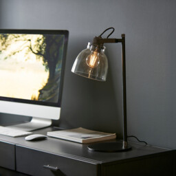 Urban Desk Task Lamp Smokey Grey Tinted Glass & Black Chrome Plate E27 - thumbnail 3