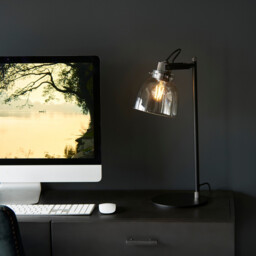 Urban Desk Task Lamp Smokey Grey Tinted Glass & Black Chrome Plate E27 - thumbnail 5