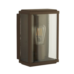 Box Outdoor Wall & Porch Light 1 Light Rect Box Rust Brown IP44 - thumbnail 3