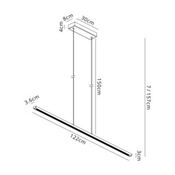 Lineal 1.2m Linear Pendant, 38W LED, 3000K, 5150lm, Sand Black, 3yrs Warranty - thumbnail 3