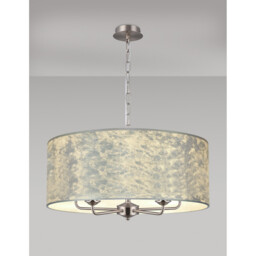 Banyan 5 Light Multi Arm Pendant, E14 Satin Nickel With 60cm x 22cm Silver Leaf With White Lining Shade - thumbnail 2