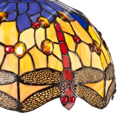 Worcester 2 Light Uplighter Ceiling Pendant E27 With 30cm Tiffany Shade, Blue, Orange, Crystal, Aged Antique Brass - thumbnail 5