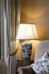 Blue 1 Light Table Lamp with Tappered Shade, E27 - thumbnail 3