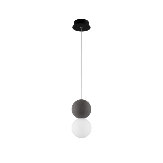 Zero Globe Pendant Ceiling Light Grey Concrete Opal Glass, Black Aluminium LED G9 10 - image 1