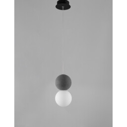 Zero Globe Pendant Ceiling Light Grey Concrete Opal Glass, Black Aluminium LED G9 10 - thumbnail 5