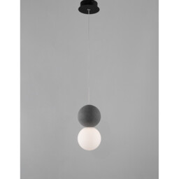 Zero Globe Pendant Ceiling Light Grey Concrete Opal Glass, Black Aluminium LED G9 10 - thumbnail 3
